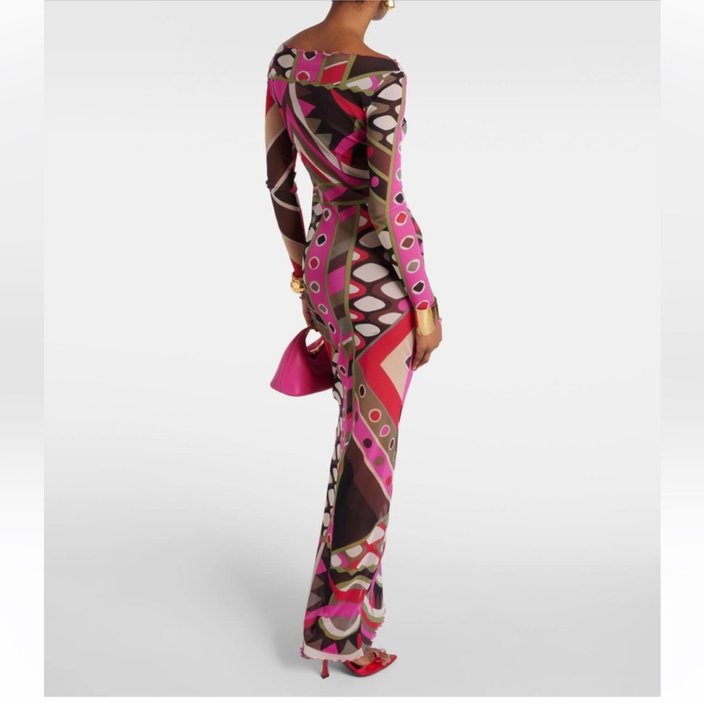 Pucci Red Vivara Maxi See Through Dress IT 42 - Picture 2 of 8